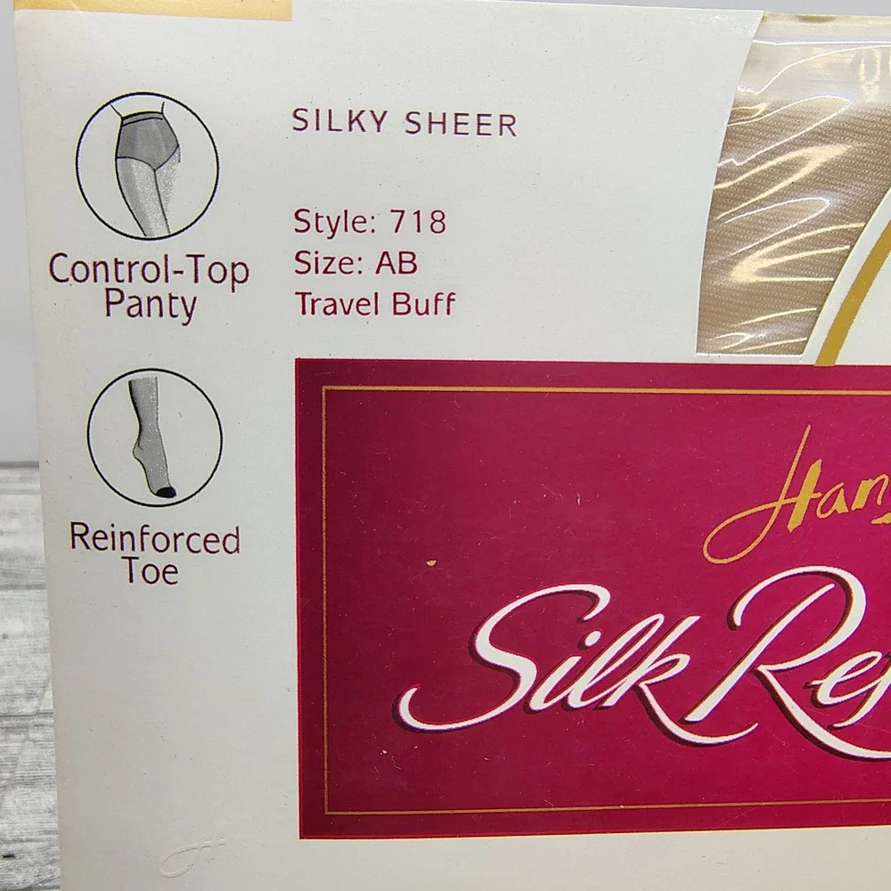 Hanes Silk Reflections 718 AB Travel Buff Control Top Pantyhose Silky Sheer 1998
